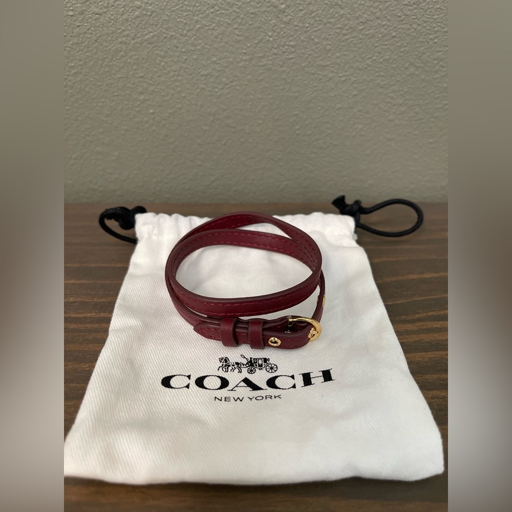 Coach Women's Burgundy Leather Wrap Bracelet